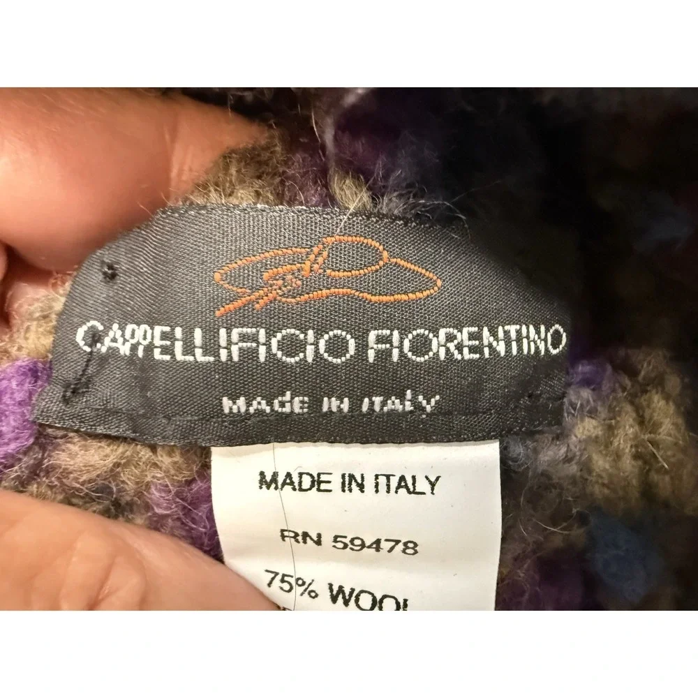 Cappellificio Fiorentino Wool‎ Blend Purple Knitted Beanie Hat Made In Italy EUC